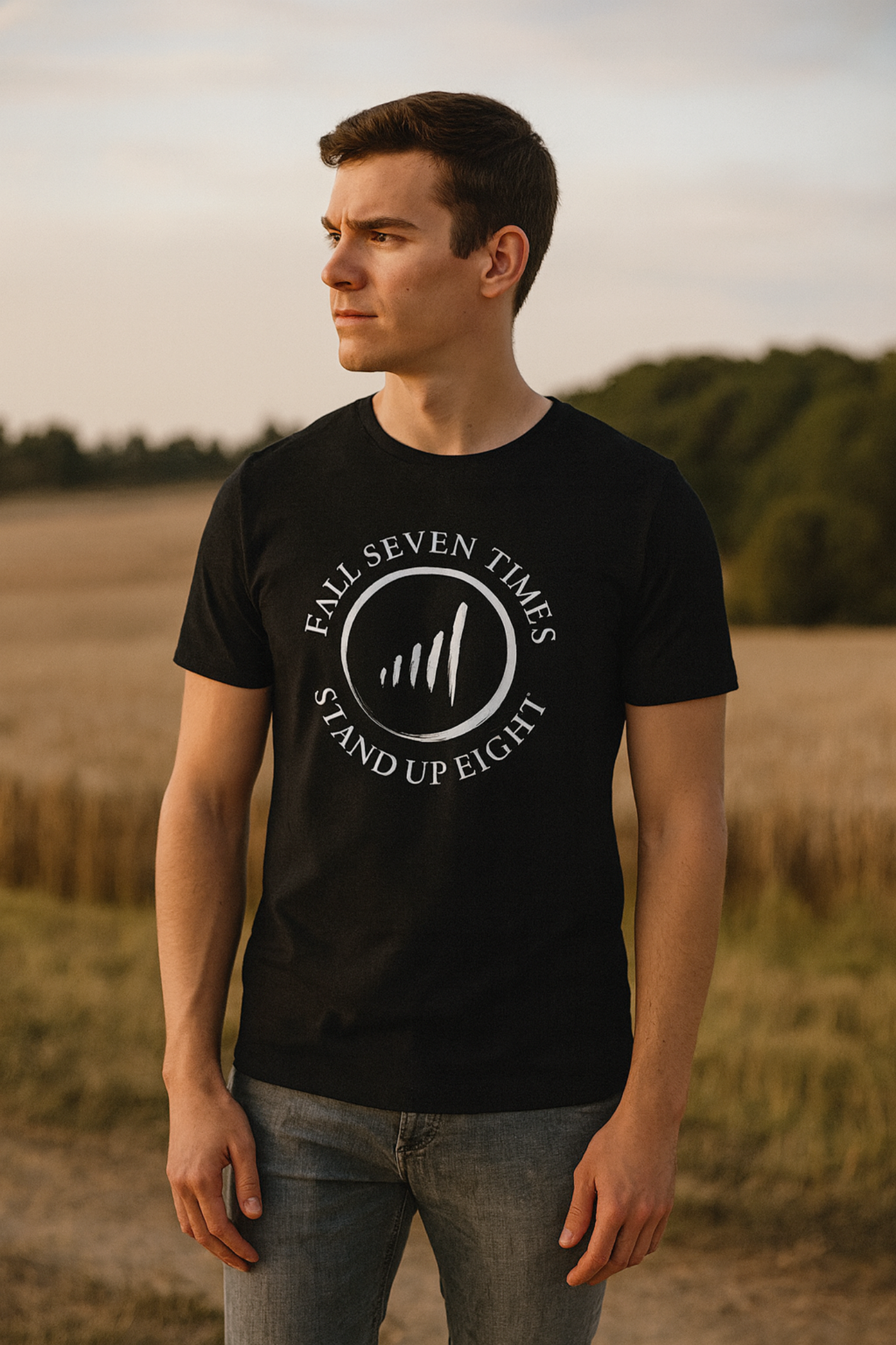 Fall Seven Times Stand Up Eight T-Shirt – Resilience Quote Tee